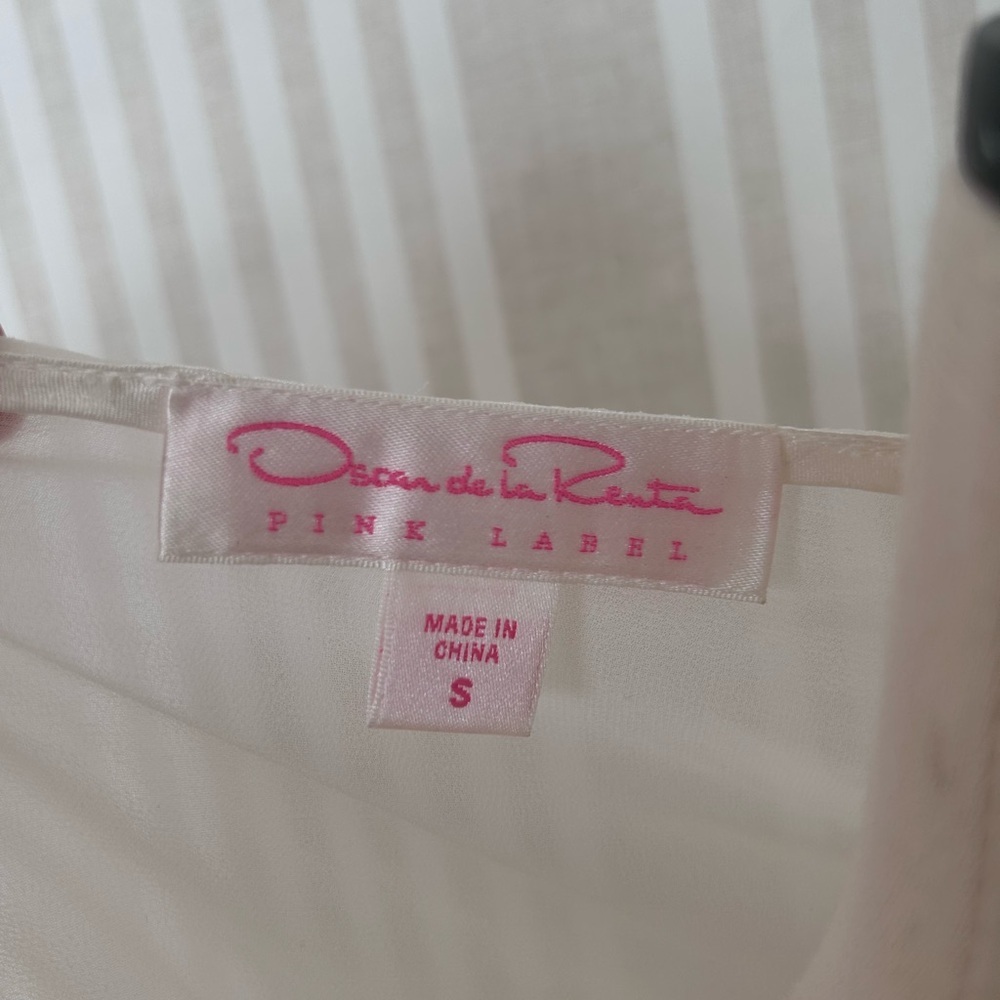 Oscar de la Renta Pink Label Robe Ivory Mesh Lace Sleeve Women’s Size Small - Picture 8 of 11